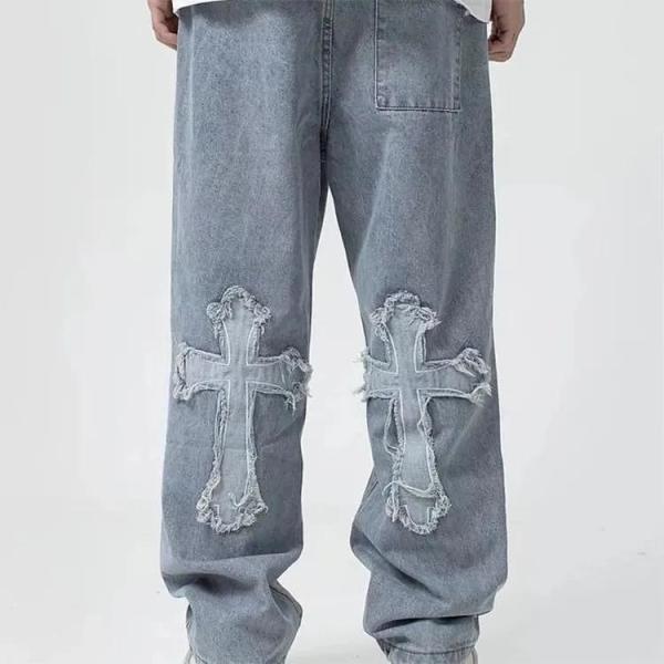                  OEM Mens Side Pocket Jeans Washed Vintage Baggy Multi Pocket Jeans Men             