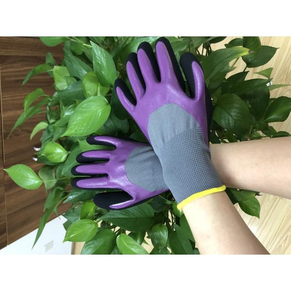 Перчатки работы нитрила безшовного серого вкладыша нейлона пурпурные