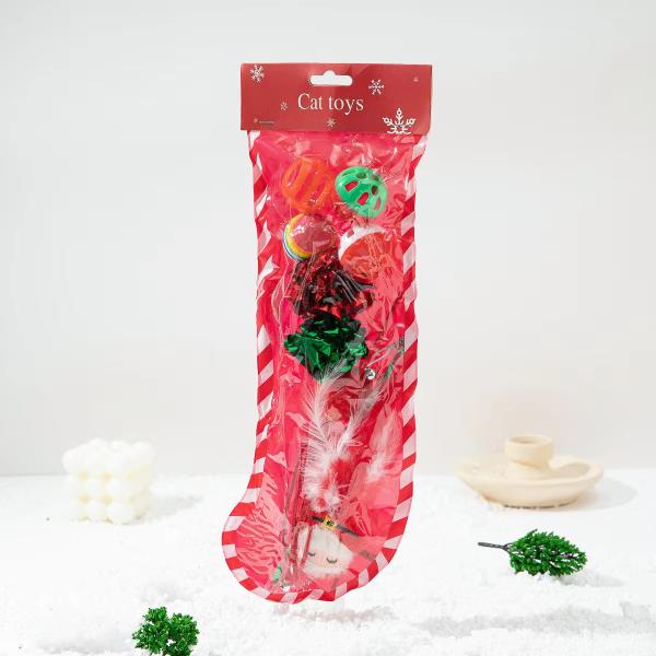 Plastic Pet Toys 10 Pack Cat Toy Sets Sustainable Christmas Stockings