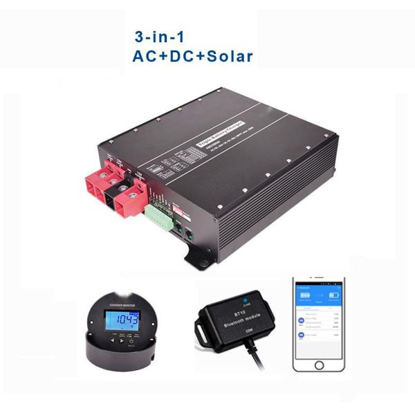 Vehicle RVs Triple Battery Charger B2B 60A,AC-DC 40A,MPPT Solar 430W