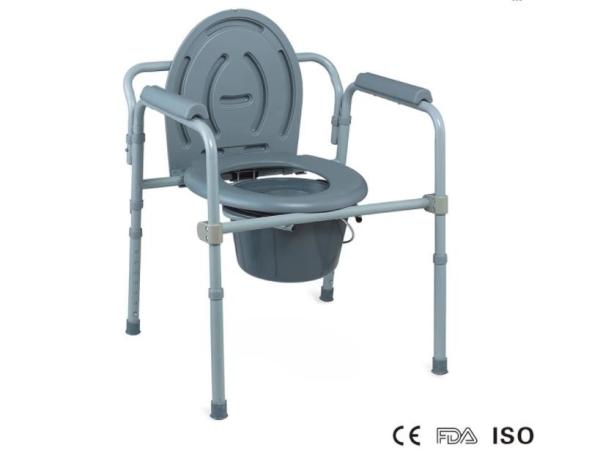 Bedside Handicapped Folding Commode Chair , Adult Toilet Potty Portable Commode Chair Elevated Seat