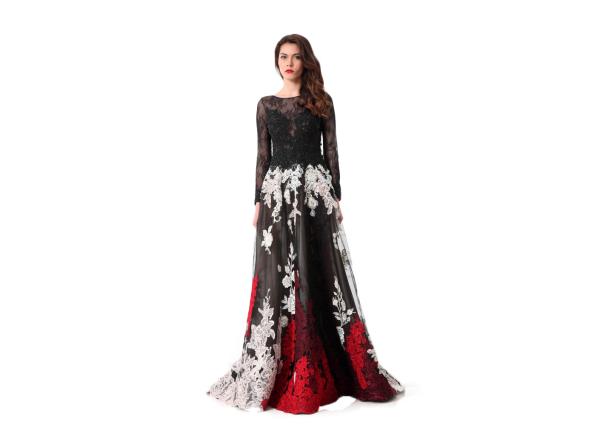 Spring Autumn Long Sleeve Wedding Dresses , Spandex / Polyester Long Dresses For Weddings