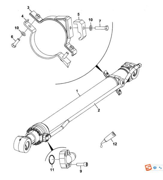 Arm cylinder assy JS200 400C818 hydraulic cylinder for Crawler excavator