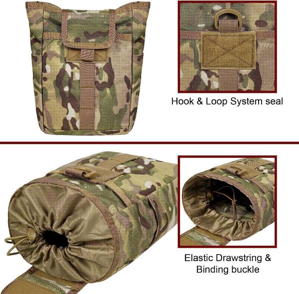 Molle Dump Pouch, Tactical Slingshot Ammo Pouch Foldable Mag Dump Pouch Magazine Utility Roll Up Wiast Bag Drawstring