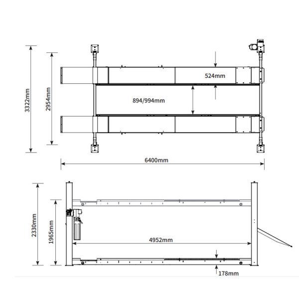 5454kg Four-Post Lift: 1965mm Height, Air-Lock+Louvered Ramps for Truck/SUV Repair