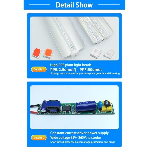 High Output T8 LED Grow Light 2FT Plant Grow Light Strip Full Spectrum With Reflectors