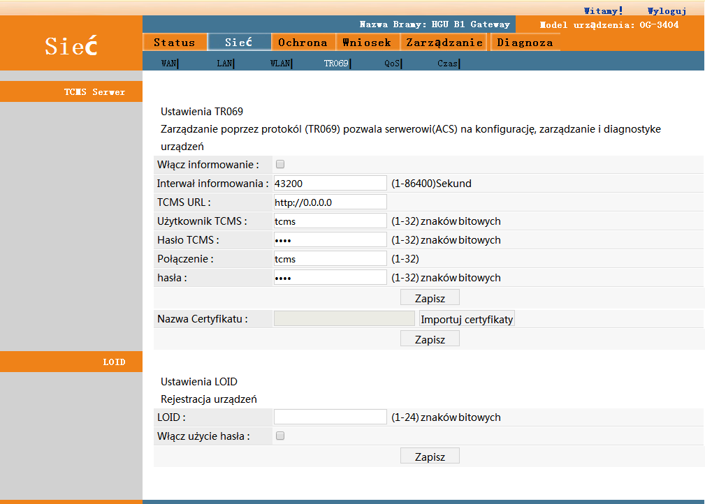 Голубое 2.4G WIFI GPON ONT, терминал сети 170*118*38mm Ont оптического волокна оптически