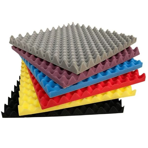Wave Shaped Black Sound Panels Noise Cancelling Foam For Studios & Offices
