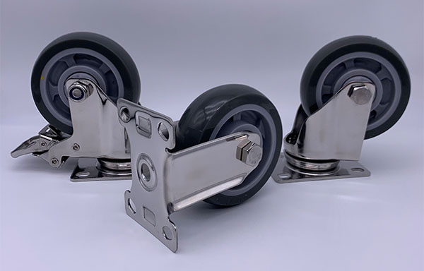 Твердый рицинус вагонетки нержавеющей стали полиуретана катит 5 дюймов