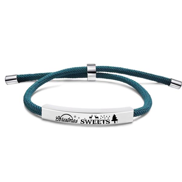 Bracelet Christmas gift black red rope stainless steel bracelet braided rope engraved words heart logo picture yiwu