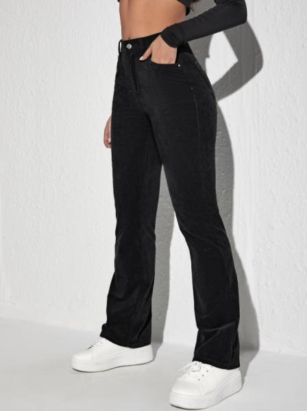Black corduroy stretch bell bottoms