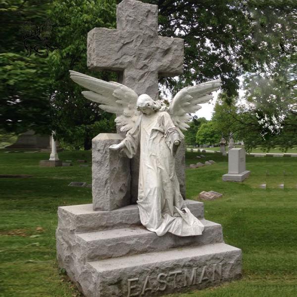 Cemetery Angel Statue Monument Marble Sculpture Cross Tombstone Grave Yard Stone Custom