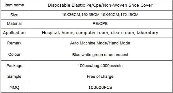 Disposable elastic pe/cpe non-woven shoes cover,Disposable waterproof CPE+PP non-woven shoe cover,Disposable nonwoven sh