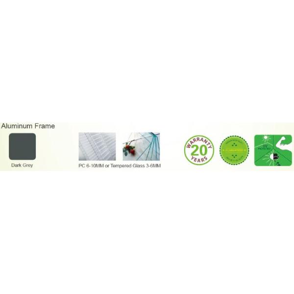 Aluminum Greenhouse-Hexagon Series-320 X 283 X 275CM-Dark Grey Color- PC or Glass
