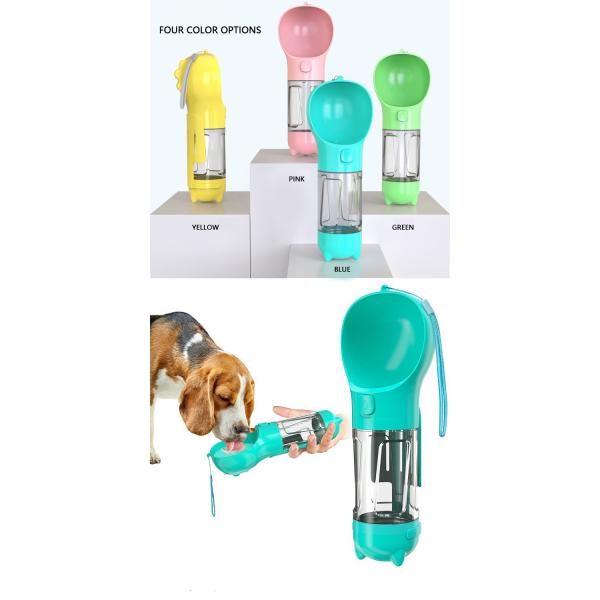 Dispensador de agua para mascotas plegable 4 en 1 botella para perros a prueba de fugas 300/500ml Perrito de viaje portátil