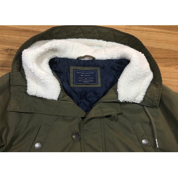 Army Green Mens Medium Trench Coat Sherping Lined Cotton Filling Casual Hooded Jacket