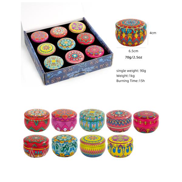 9 Pack Gift Set Burning Time About 12H Portable Nature Soy Wax