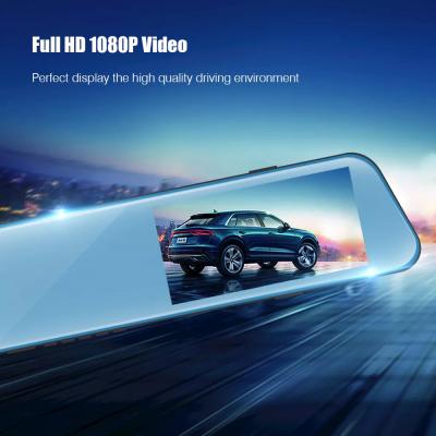 Dashboard Mounted Vehicle Blackbox DVR HD 1080P Car Mirror Dash Cam Dual Lens