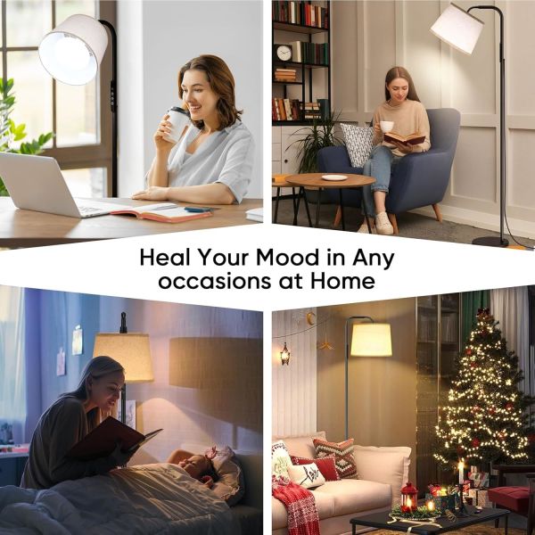 10000 Lux Light Therapy Lamp with Adjustable Color Temperature and Remote Control for SAD Relief