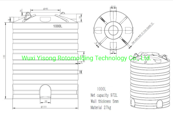 1000L Plastic Water Tank Mould Design Sheet Metal Mould Aluminium Rotomolding
