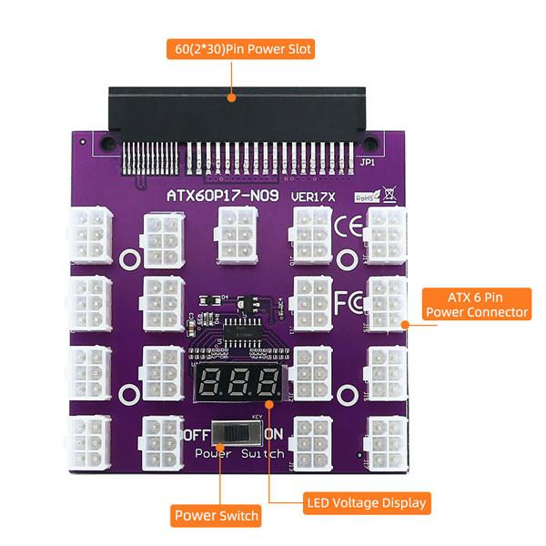 3mil Power Supply Breakout Board ATX 17x 6 Pin 12V For Ethereum BTC Mining