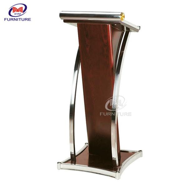 Stainless Steel MDF Wooden Rostrum Podium for Hotel