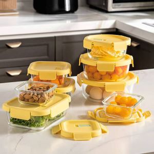 IKOO Airtight & Leakproof Borosilicate Glass Food Storage Container - Microwave/Oven/Freezer Safe & BPA Free for Meal Prep