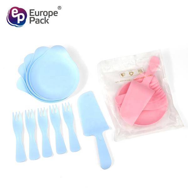 11pcs/Bag Disposable Cake Tableware Sets Plastic Plate Fork Knife Birthday Party Cake Supplies 5 Person