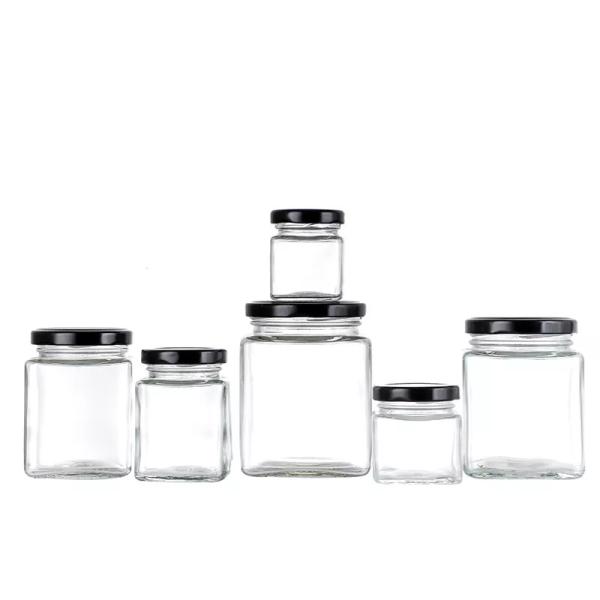 Customized Small Square Glass Jars for Jam and Sauce Storage 200ml 250ml 500ml 750ml