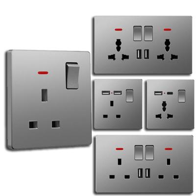 High Quality UK 13A Wall Switched 3 Pin Universal Socket USB+type-c With 18W 3.1A Fast Charging Switches