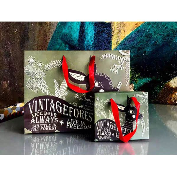 COA Ladies Hand-Held Kraft Floral Shopping Bag Flower Paper Bag Handbag