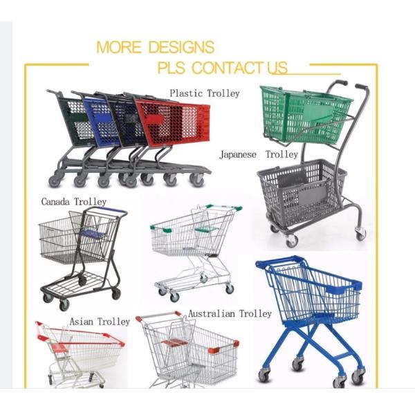 Portable Plastic Shopping Trolley 4 Wheel Red Supermarket Shopping Basket