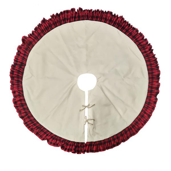 DIY Custom Printing Linen Christmas Tree Skirt Mat 144CM Sublimation Blank Ruffles Buffalo Plaid Christmas Tree Skirt