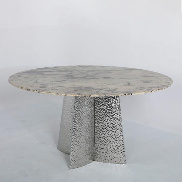 Stainless Steel Marble Dining Table 6 Seater Marble Look Dining Table