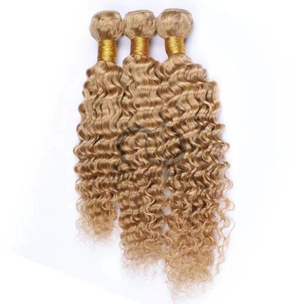 #27 Honey Blonde Deep Wave Remy Human Hair Bundles Sew In Weave Bundles Brazilian Bundle Deals