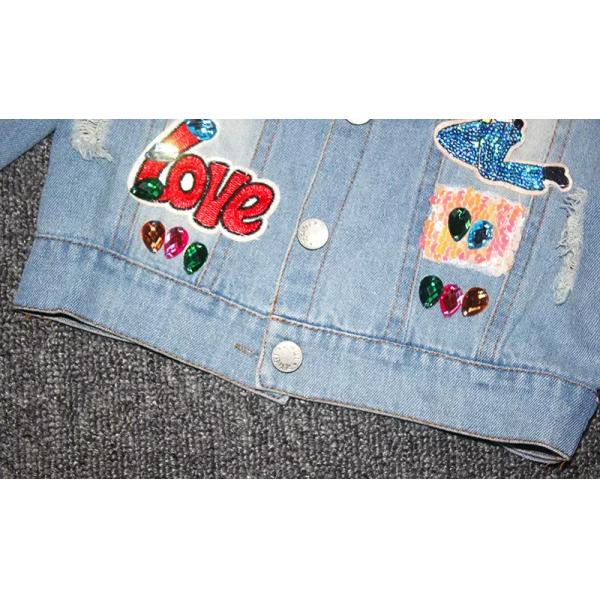 Spring 80CM 31.5in Childrens Jean Personalised Denim Jacket With Frosted Hole