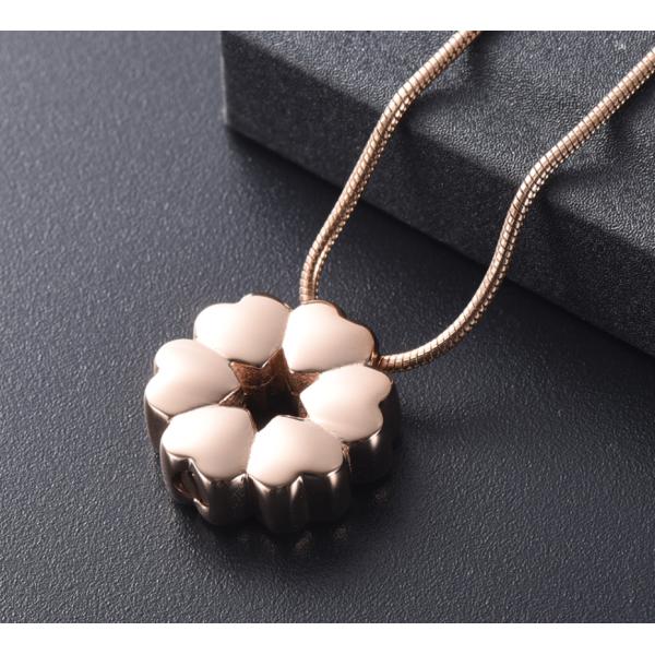 Fashionable Heart-Shaped Flower Urn Necklace for Women Stainless Steel Keepsake Pendant