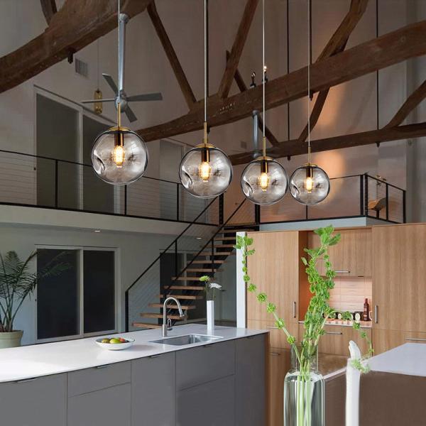 Simple Grey glass pendant light for indoor home Kitchen Dining room Decoration (WHGP-28)