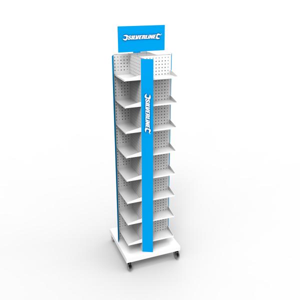 Suporte de exposição de gerencio de Pegboard do metal do suporte de exposição de Pegboard dos rodízios com ganchos