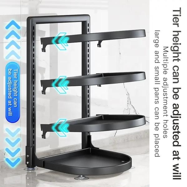 Carbon Steel Kitchen Cabinet Organizer Adjustable Pot Rack for Under Cabinet Storage