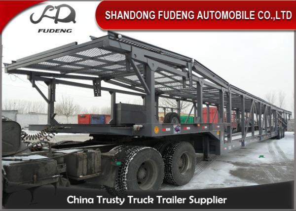 Tri-Axles 10 Car Transporter Trailer , Auto Vehicle Transport  Trailer