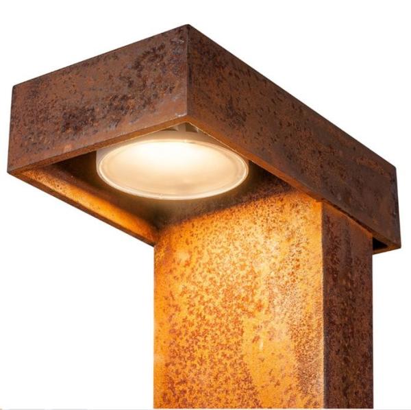 Rusty Path Square Led Corten Steel Bollard Lights