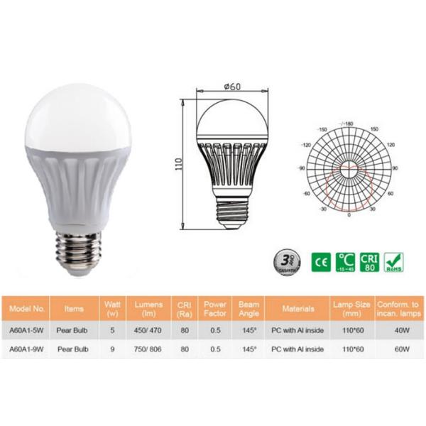 Cost effective LED bulb 7W 630lm CE approved