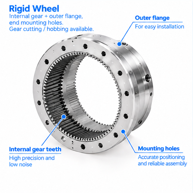Customized Zero Backlash High Torque Robotics Components One Piece Formed Robot Harmonic Drive Sets