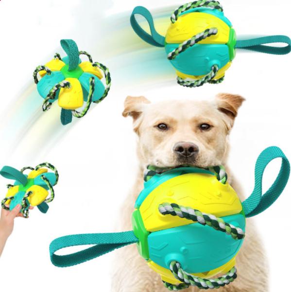 Brinquedos verdes de borracha da bola da corda do algodão para brinquedos da corda dos cães