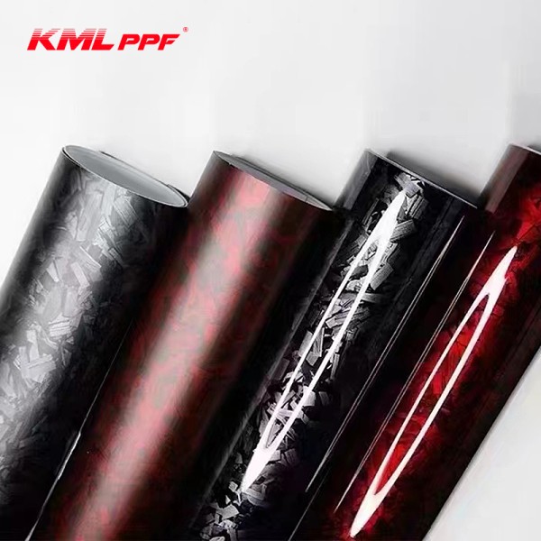 PET Forged Carbon Fiber Black air Bubble Free Wrapping Vinyl Carbon Fiber