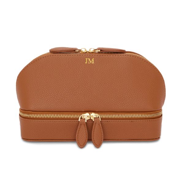 OEM Double Layer Leather Makeup Organizer Bag Jewelry Storage Case Personalized Design