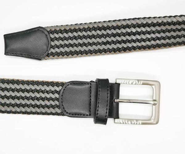 Braided 110cm Length Mens Elastic Stretch Belts With Leather Trim