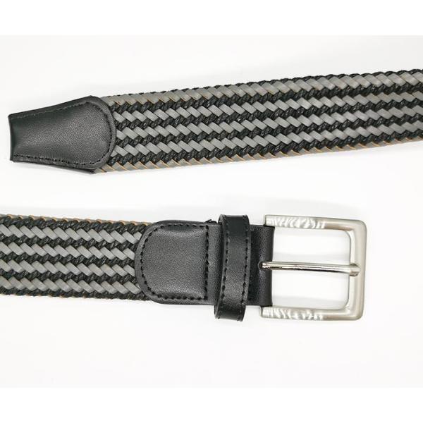 Braided 110cm Length Mens Elastic Stretch Belts With Leather Trim