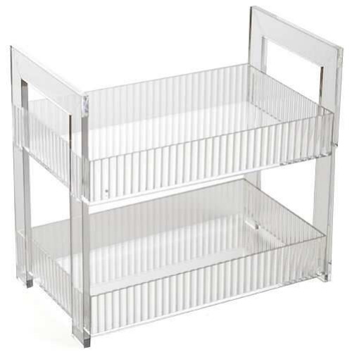 Durable Multi-Purpose Acrylic Shelf Double-Layer Transparent Organizer for Cosmetics Bathroom Toiletries